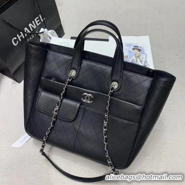 High Quality CHANEL Large zip shopping bag AS1300 black