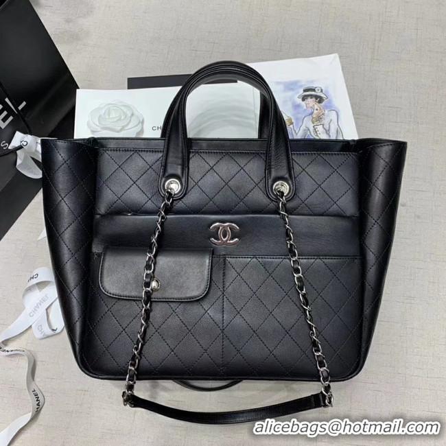 High Quality CHANEL Large zip shopping bag AS1300 black