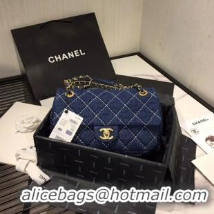 Spot Grade CHANEL Denim flap bag AS1328 blue