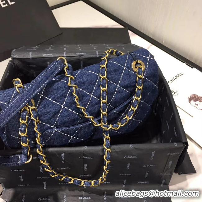 Spot Grade CHANEL Denim flap bag AS1328 blue