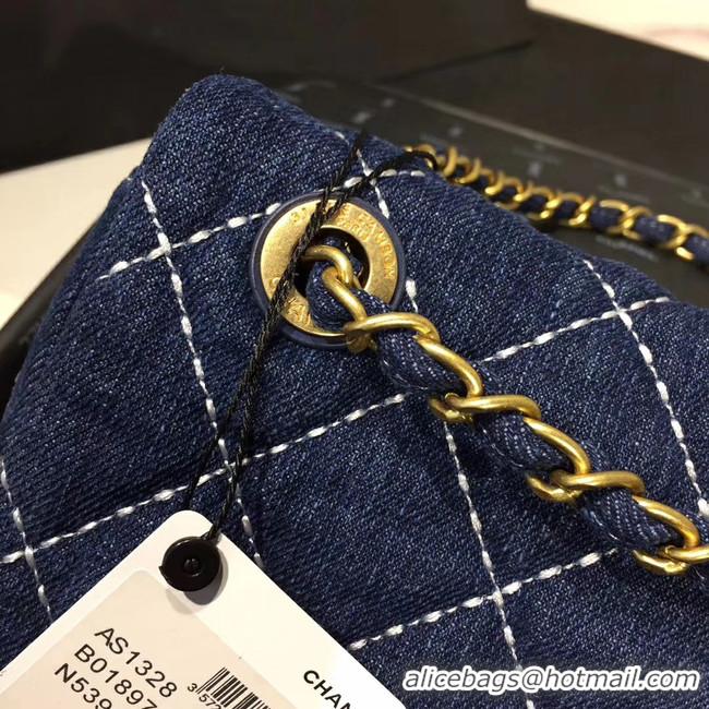 Spot Grade CHANEL Denim flap bag AS1328 blue