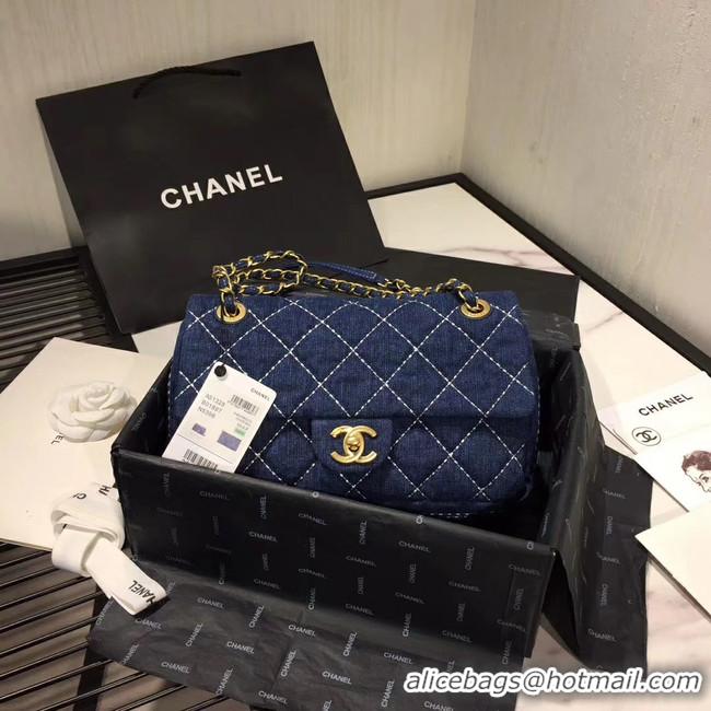 Spot Grade CHANEL Denim flap bag AS1328 blue