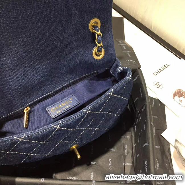 Spot Grade CHANEL Denim flap bag AS1328 blue