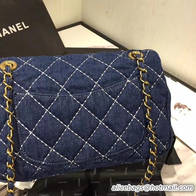 Spot Grade CHANEL Denim flap bag AS1328 blue