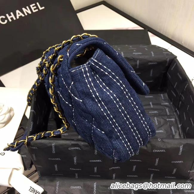 Spot Grade CHANEL Denim flap bag AS1328 blue