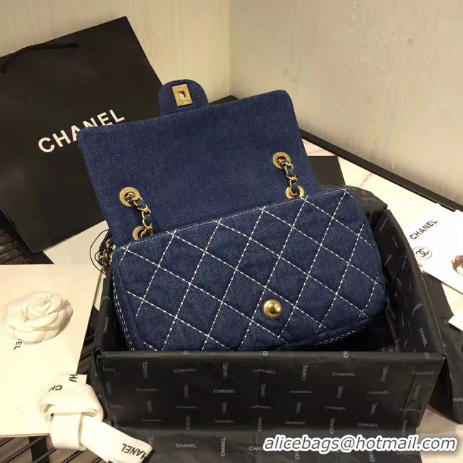 Spot Grade CHANEL Denim flap bag AS1328 blue