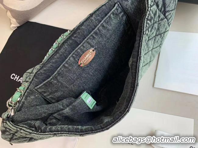 Most Popular CHANEL Denim flap bag AS1113 green