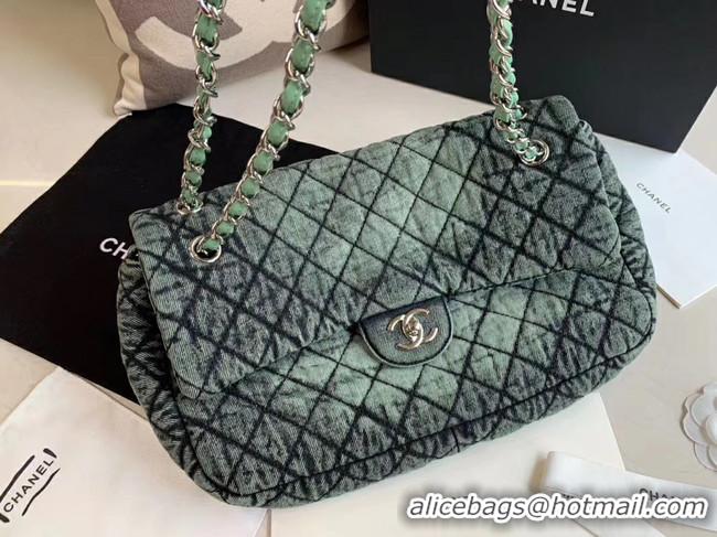 Most Popular CHANEL Denim flap bag AS1113 green