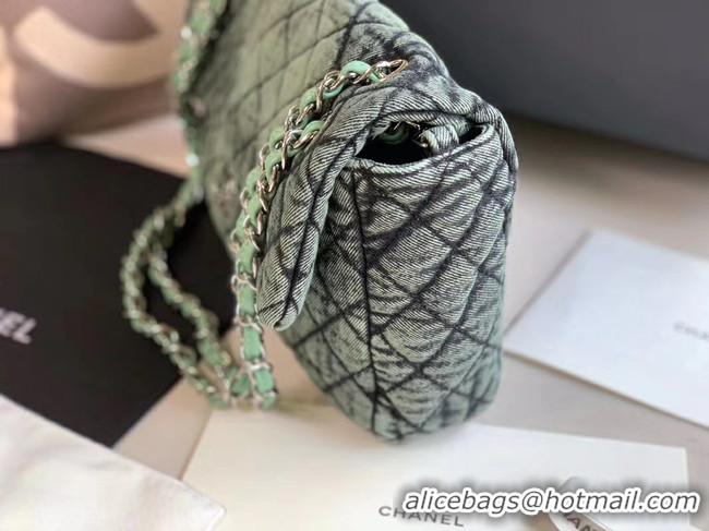 Most Popular CHANEL Denim flap bag AS1113 green