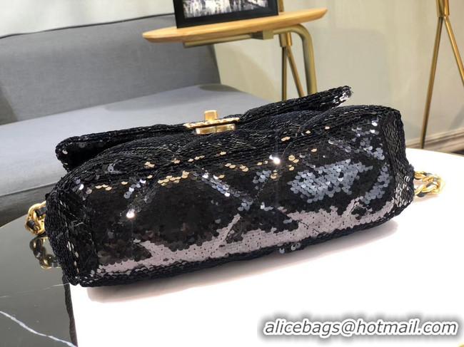 Super Quality CHANEL 19 Flap Bag AS1160 Sequins black