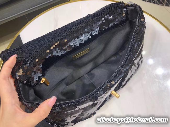 Super Quality CHANEL 19 Flap Bag AS1160 Sequins black