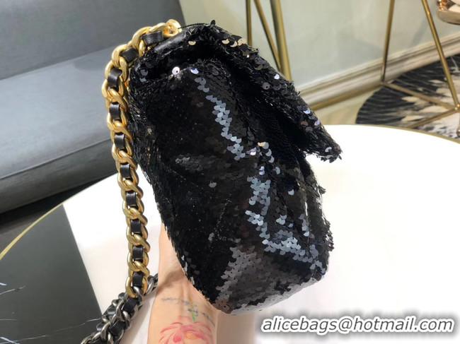 Super Quality CHANEL 19 Flap Bag AS1160 Sequins black