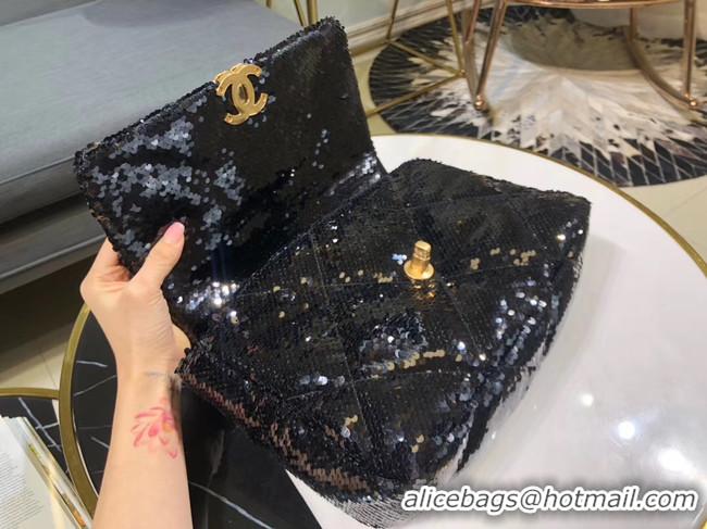 Super Quality CHANEL 19 Flap Bag AS1160 Sequins black