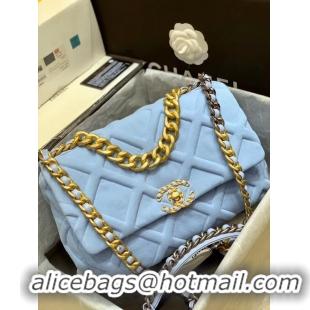 Shop Feminine CHANEL 19 Flap Bag AS1160 light blue