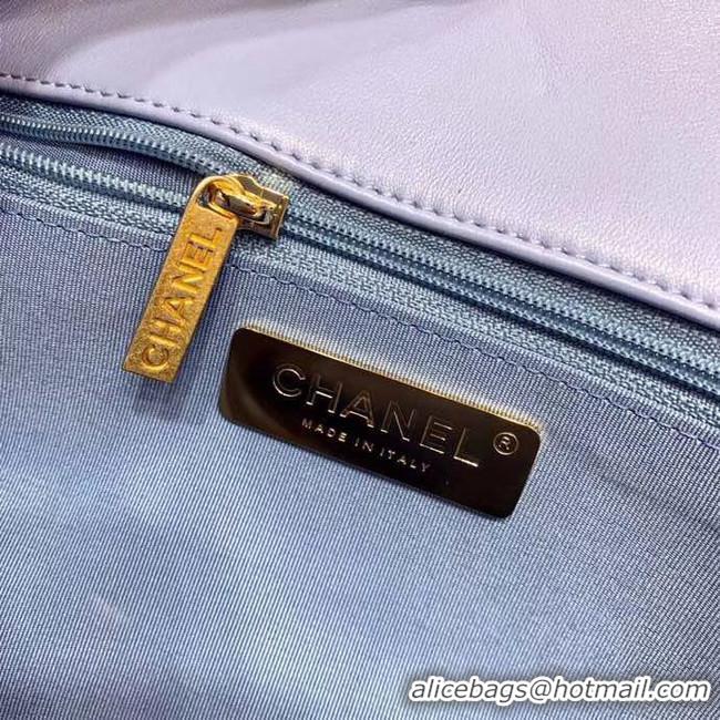 Shop Feminine CHANEL 19 Flap Bag AS1160 light blue