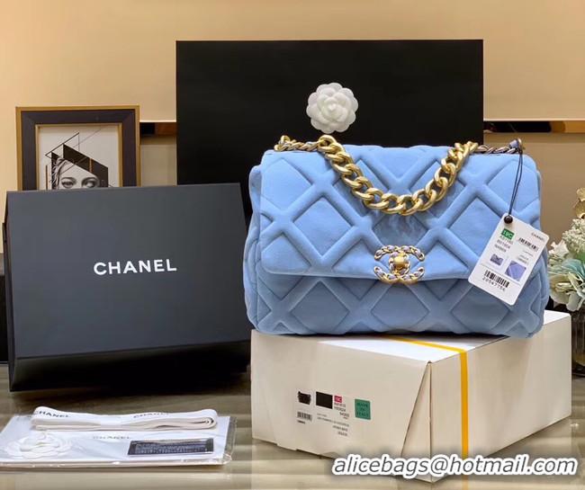 Luxury Discount CHANEL 19 Flap Bag AS1161 light blue