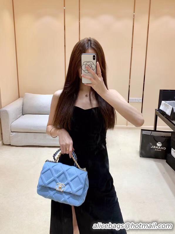 Luxury Discount CHANEL 19 Flap Bag AS1161 light blue