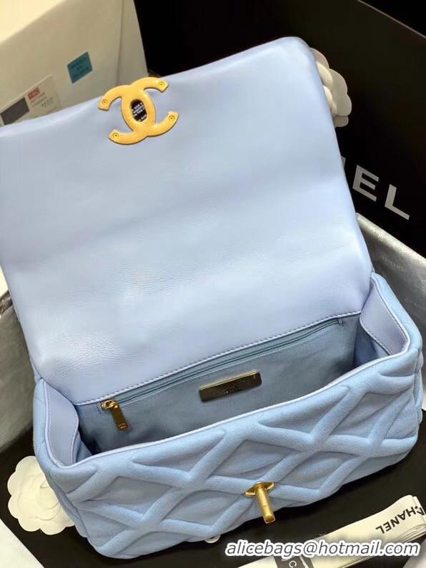 Luxury Discount CHANEL 19 Flap Bag AS1161 light blue