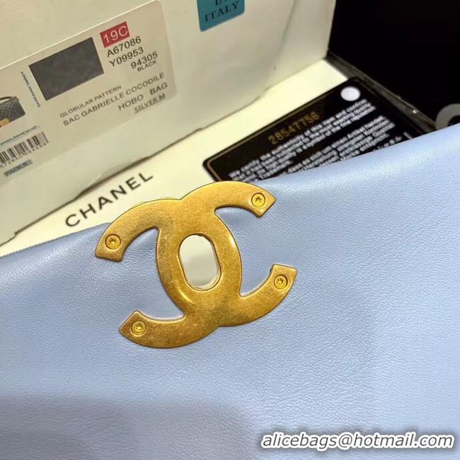 Luxury Discount CHANEL 19 Flap Bag AS1161 light blue