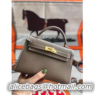 Well Crafted Hermes original mini Kelly chevre mysore K19CM grey&Gold Metal