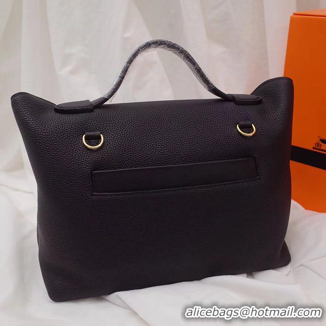 Good Quality Hermes Kelly togo Leather Tote Bag H2424 Black