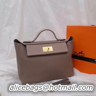 Pretty Style Discount Hermes Kelly togo Leather Tote Bag H2424 grey