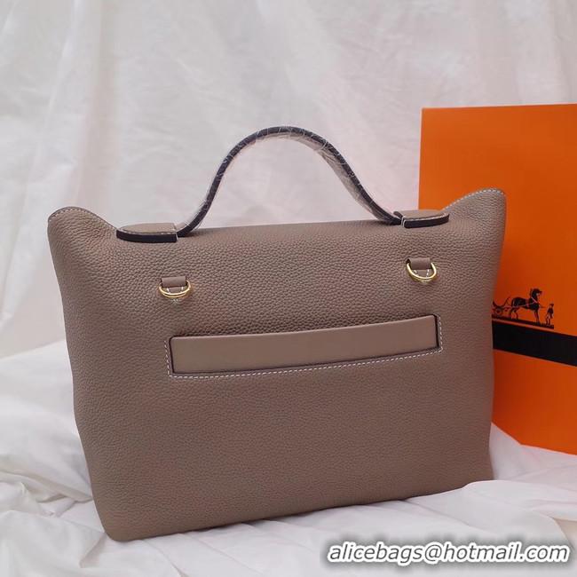 Pretty Style Discount Hermes Kelly togo Leather Tote Bag H2424 grey