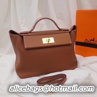 Low Cost Hermes Kelly togo Leather Tote Bag H2424 brown