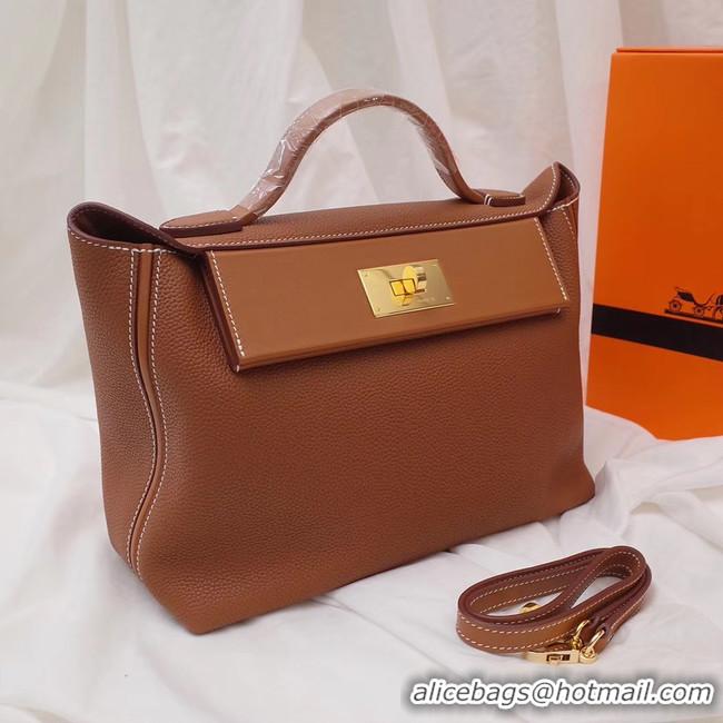 Low Cost Hermes Kelly togo Leather Tote Bag H2424 brown