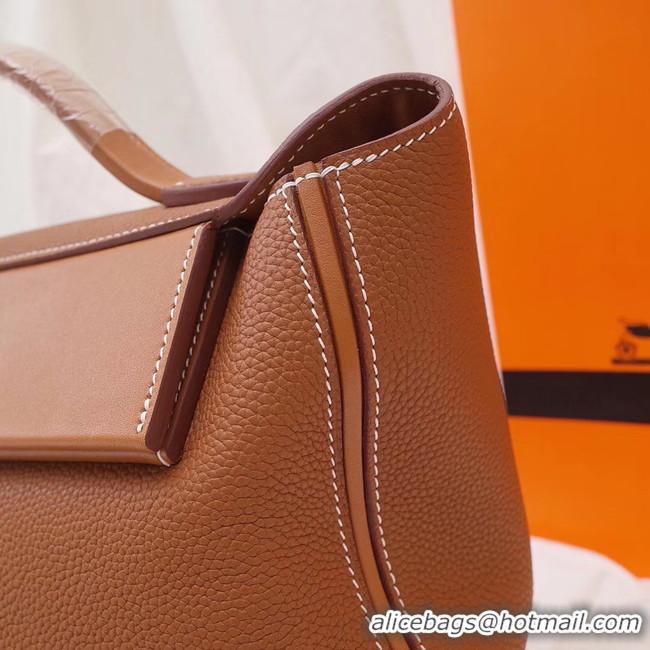 Low Cost Hermes Kelly togo Leather Tote Bag H2424 brown