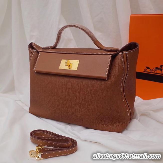 Low Cost Hermes Kelly togo Leather Tote Bag H2424 brown