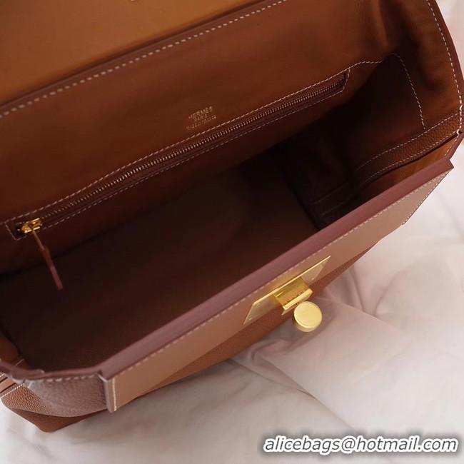 Low Cost Hermes Kelly togo Leather Tote Bag H2424 brown