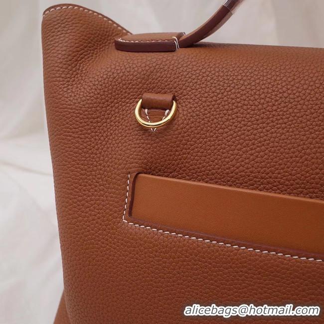 Low Cost Hermes Kelly togo Leather Tote Bag H2424 brown