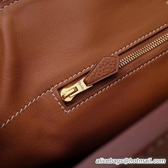 Low Cost Hermes Kelly togo Leather Tote Bag H2424 brown