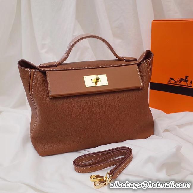 Low Cost Hermes Kelly togo Leather Tote Bag H2424 brown