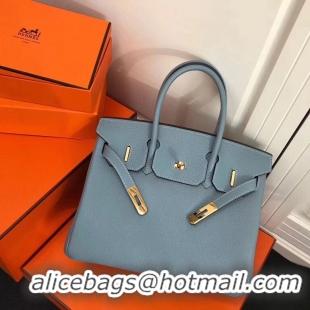 Shop Duplicate Hermes Birkin 25CM Tote Bag Original Leather H25T Blue