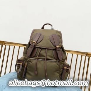 Famous Faux Burberry Large Backpack Fabric BU3699 green