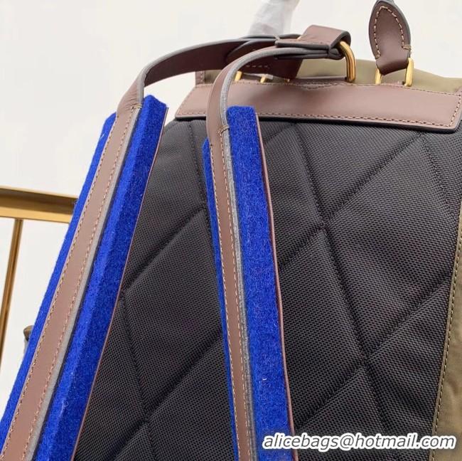 Famous Faux Burberry Large Backpack Fabric BU3699 green