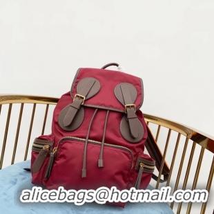 Generous Imitation Burberry Large Backpack Fabric BU3699 red