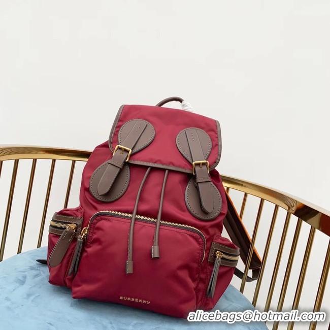 Generous Imitation Burberry Large Backpack Fabric BU3699 red