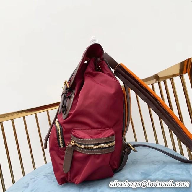 Generous Imitation Burberry Large Backpack Fabric BU3699 red