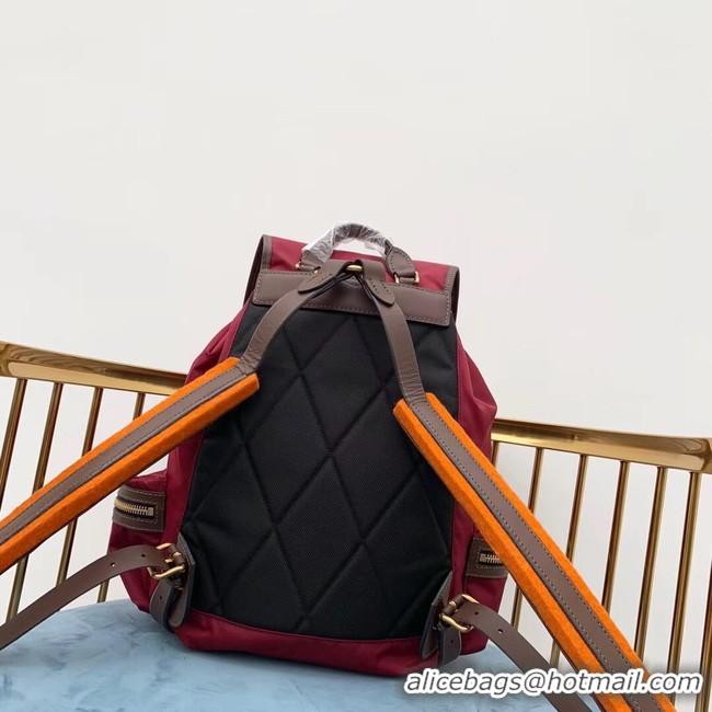 Generous Imitation Burberry Large Backpack Fabric BU3699 red