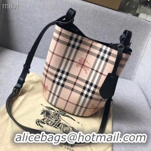 Unique Style BURBERRY Banner small vintage check and leather tote Bag 1581 black