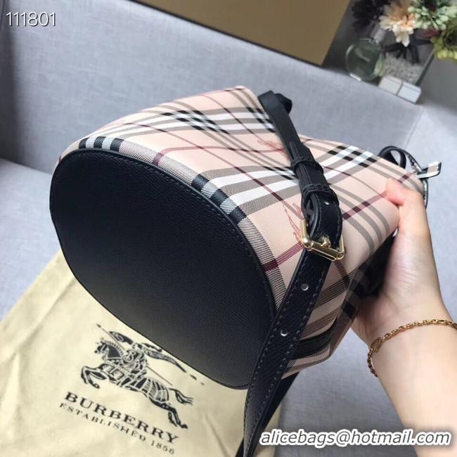 Unique Style BURBERRY Banner small vintage check and leather tote Bag 1581 black