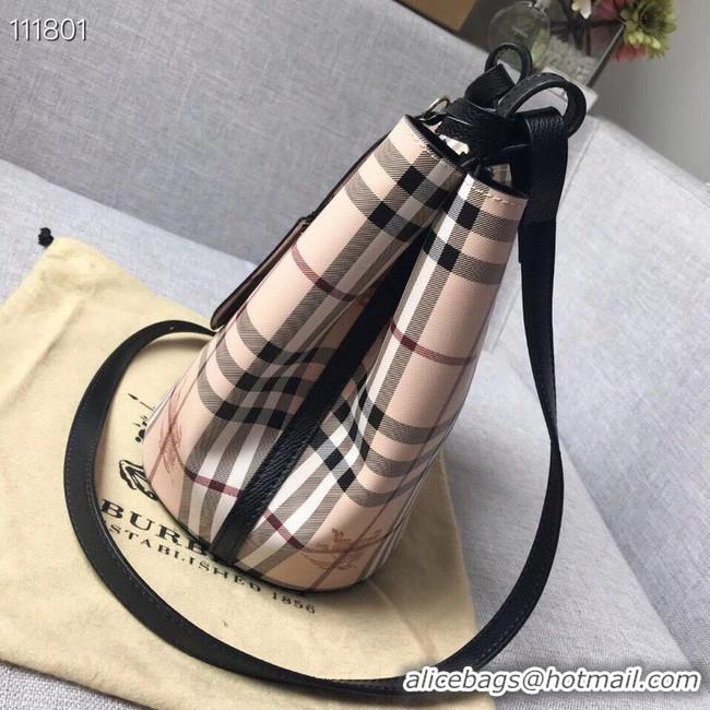 Unique Style BURBERRY Banner small vintage check and leather tote Bag 1581 black