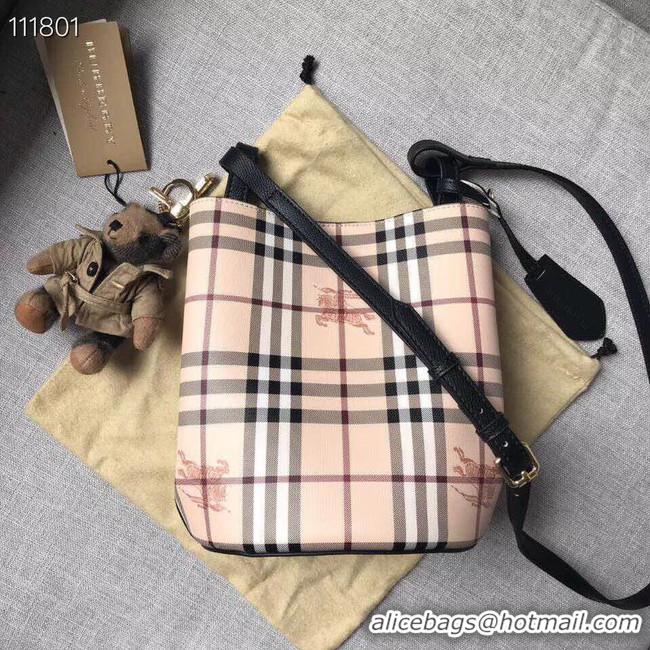 Unique Style BURBERRY Banner small vintage check and leather tote Bag 1581 black