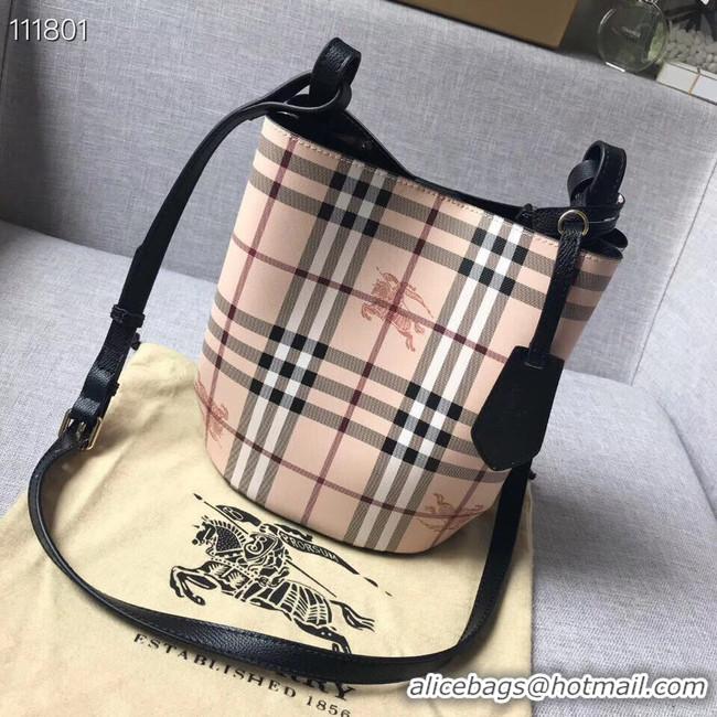 Unique Style BURBERRY Banner small vintage check and leather tote Bag 1581 black