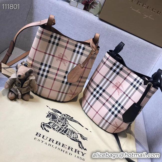 Unique Style BURBERRY Banner small vintage check and leather tote Bag 1581 black