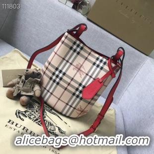 Low Cost BURBERRY Banner small vintage check and leather tote Bag 1581 red