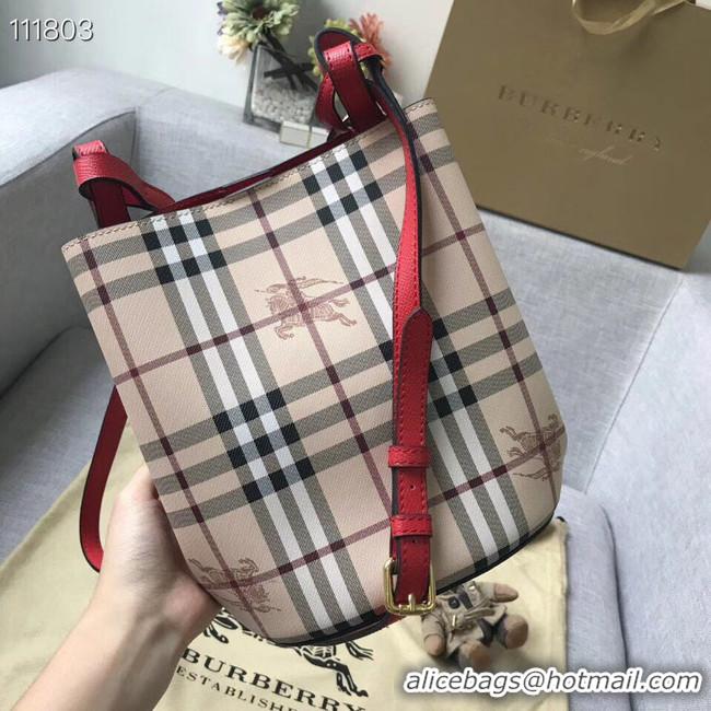 Low Cost BURBERRY Banner small vintage check and leather tote Bag 1581 red